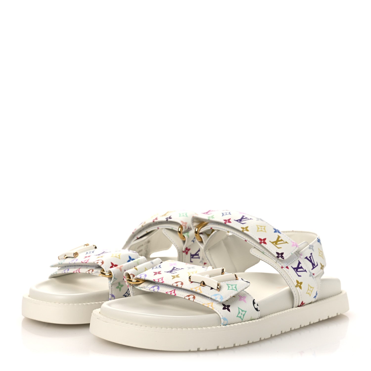Louis Vuitton LV X TM Monogram Multicolor Sunset Flat Sandals 37 White 4 of 11