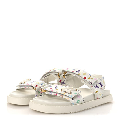 Louis Vuitton LV X TM Monogram Multicolor Sunset Flat Sandals 37 White 4 of 11