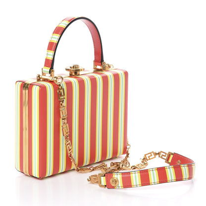 Versace Calfskin Striped Short Handle Bag Rosso 4 of 10