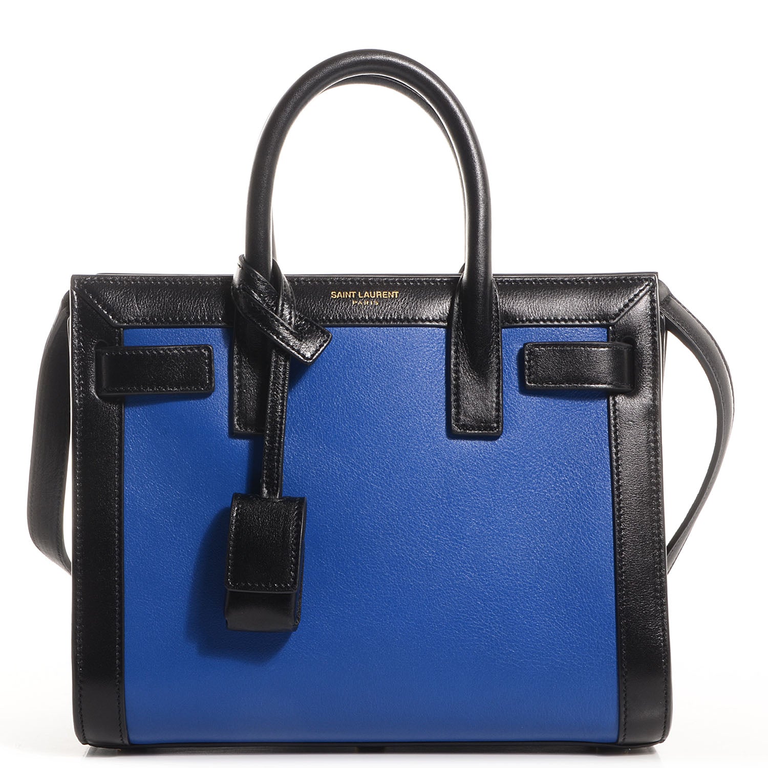 Saint Laurent Calfskin Bi-Color Nano Sac De Jour Royal Blue Black 1 of 9