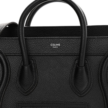 Celine Drummed Calfskin Nano Luggage Black 10 of 12