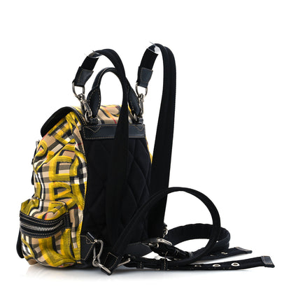 Burberry Calfskin Vintage Check Graffiti Print Small Rucksack Backpack Yellow 3 of 13