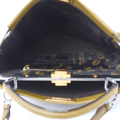 Fendi Goatskin Calf Hair Leopard Print Large Peekaboo Iconic Satchel Green 5 of 15