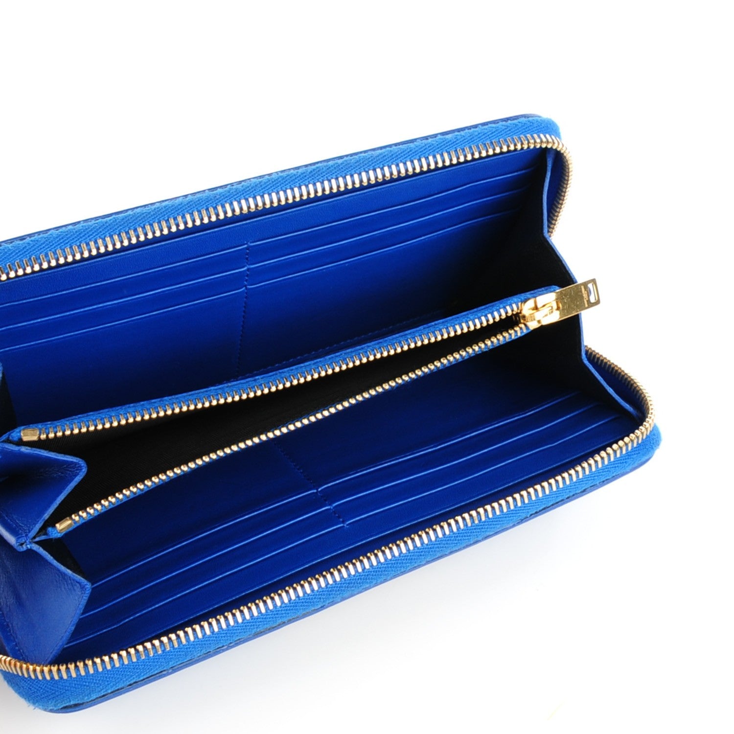Saint Laurent Grain De Poudre Classic Letters Zip Around Wallet Royal Blue 5 of 6