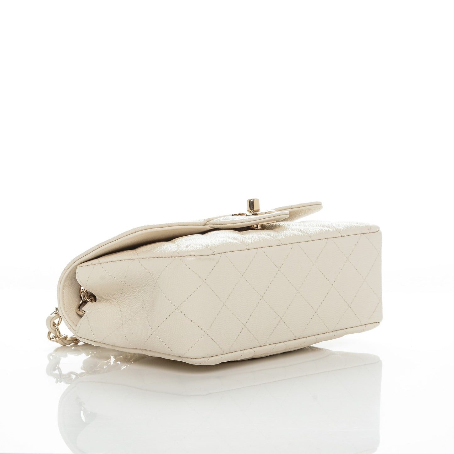 Caviar Quilted Mini Rectangular Flap White