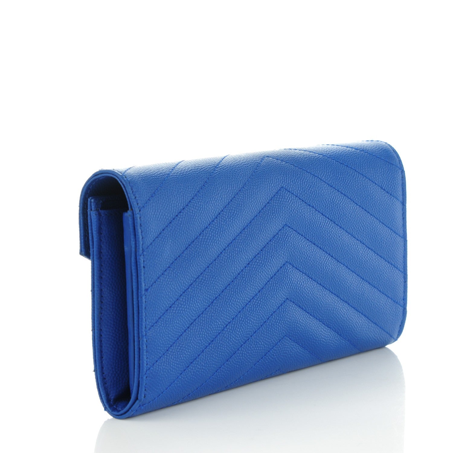Saint Laurent Grain De Poudre Matelasse Chevron Monogram Wallet Royal Blue 3 of 7