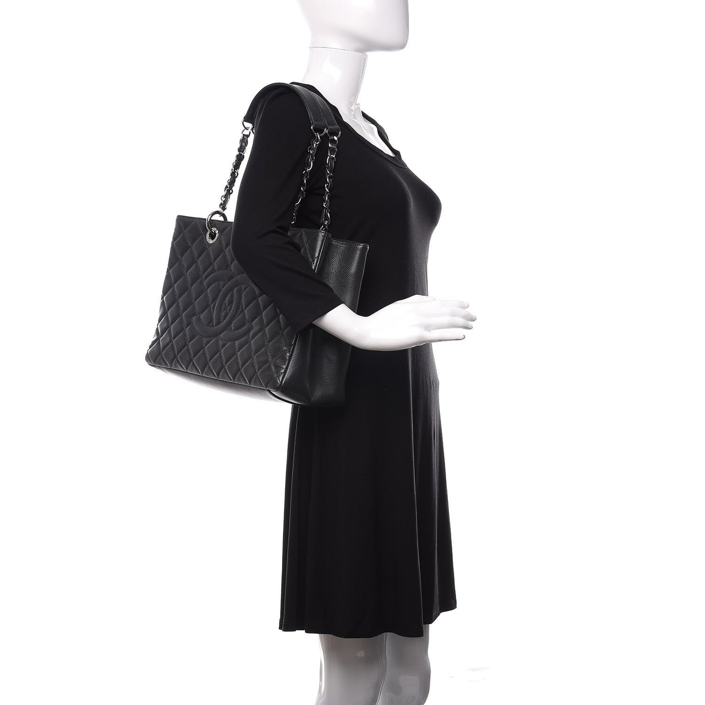 Caviar Quilted Grand Shopping Tote GST Black