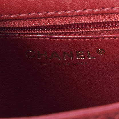 Chanel Lambskin Cross Stitch Mini Coco Handle Flap Red 7 of 9