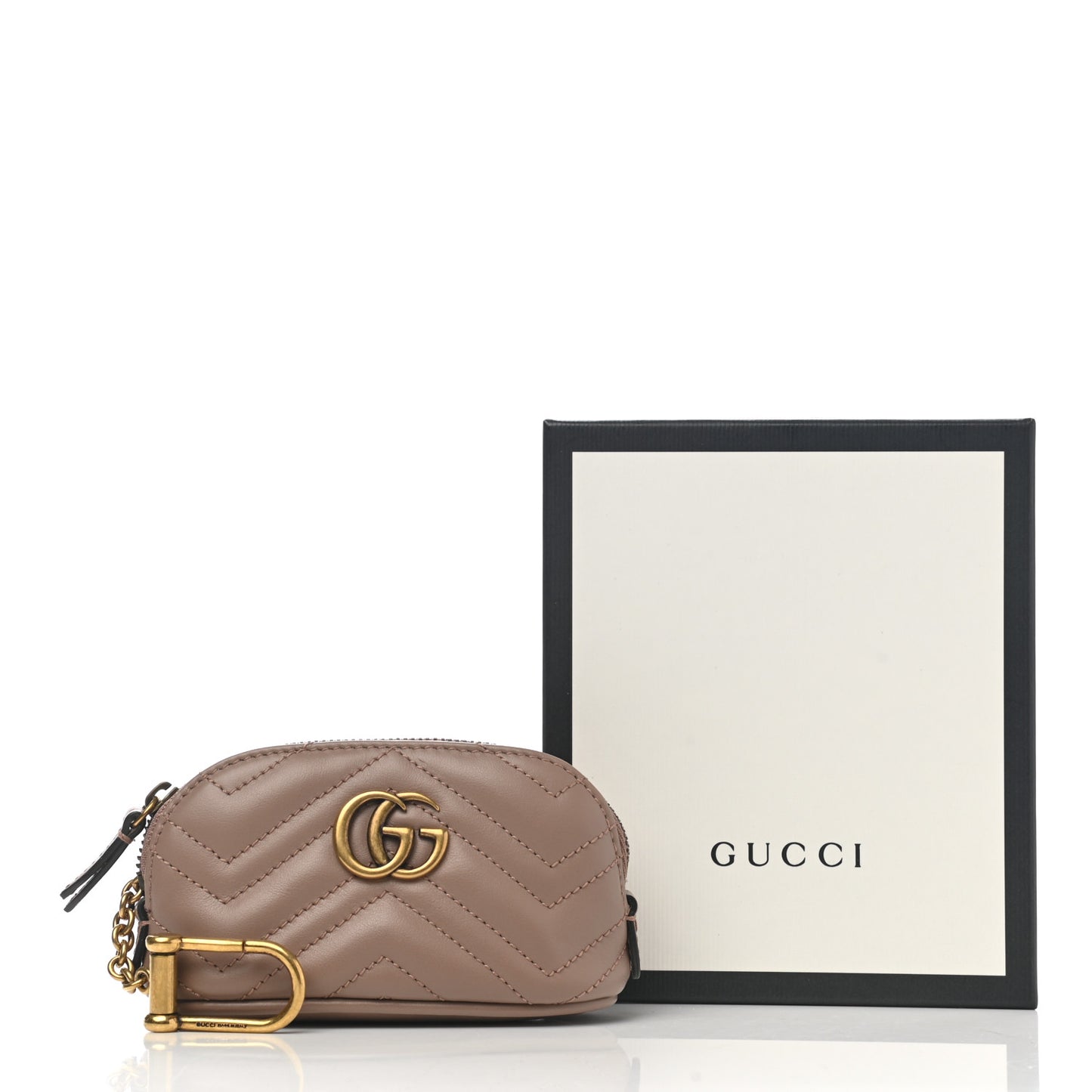 Calfskin Matelasse GG Marmont Key Pouch Porcelain Rose
