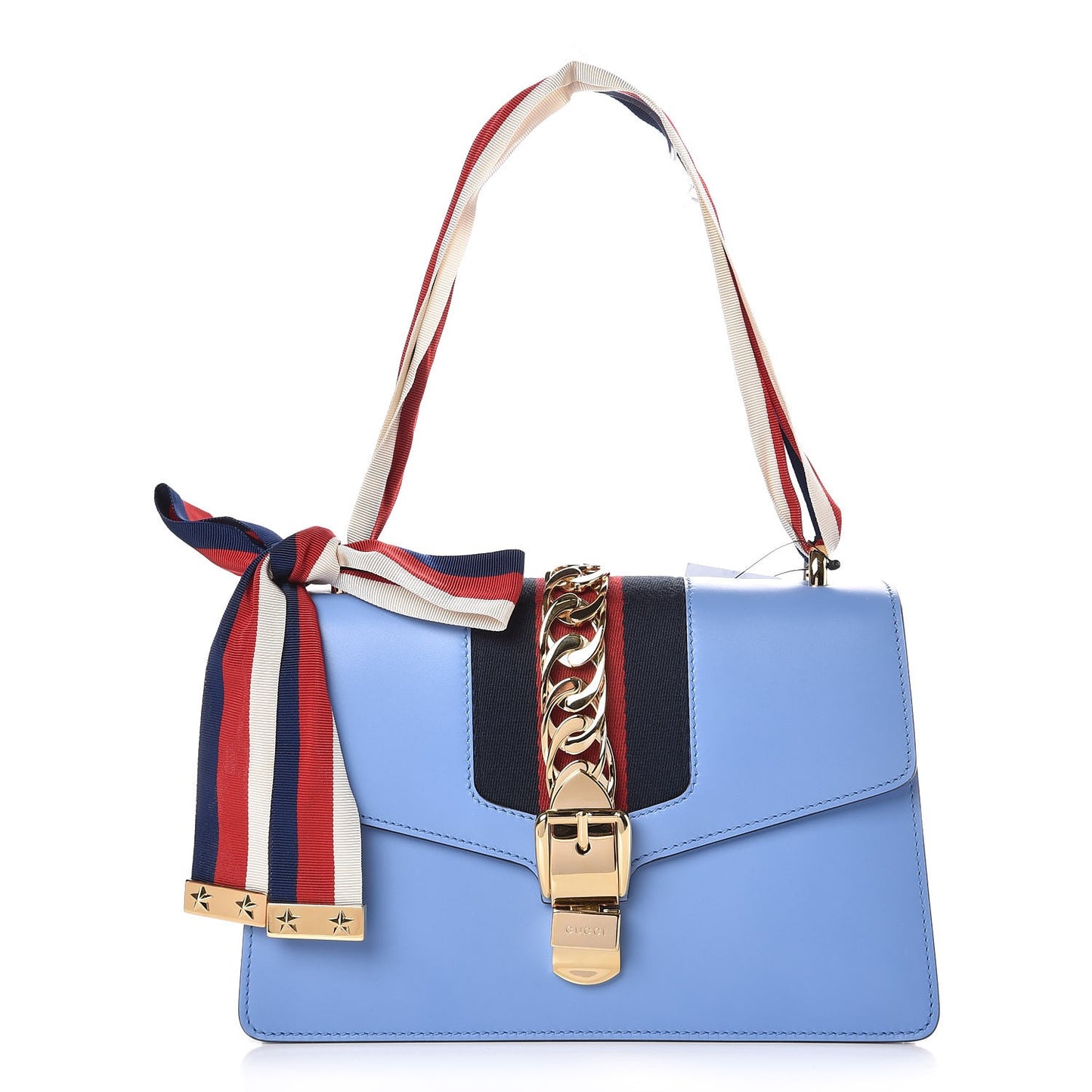 Calfskin Small Sylvie Shoulder Bag Clear Sky Blue