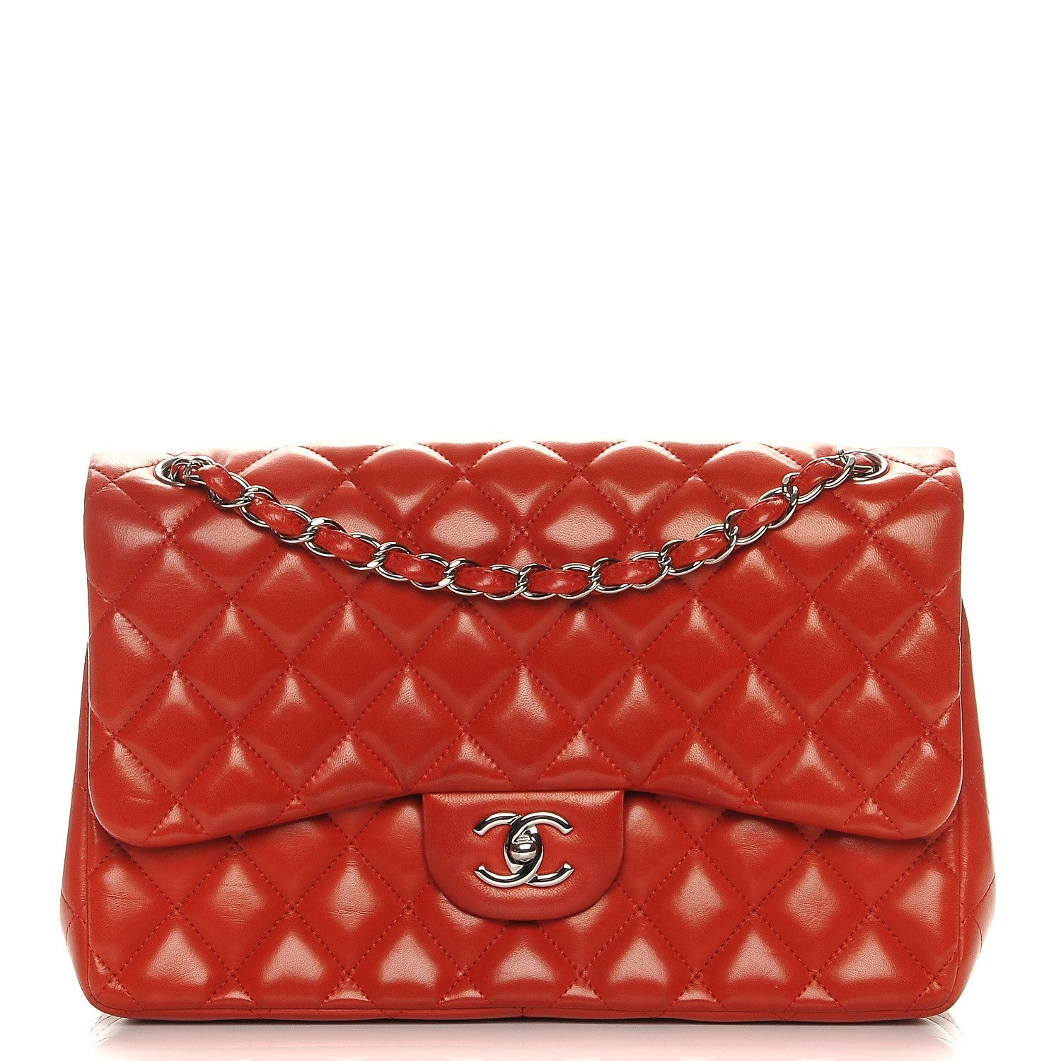 Chanel Lambskin Quilted Jumbo Double Flap Red 1 of 7