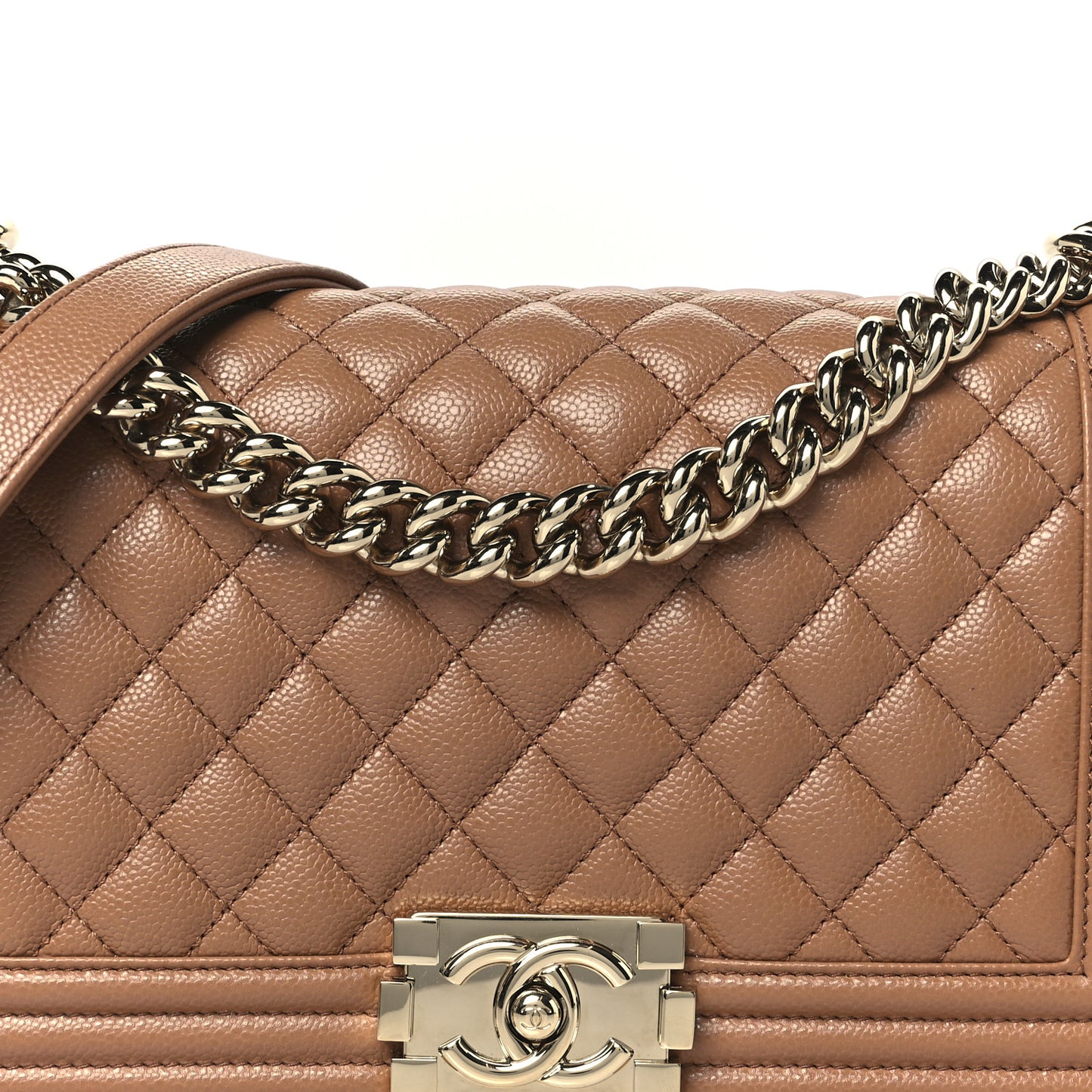 Caviar Quilted Medium Boy Flap Brown