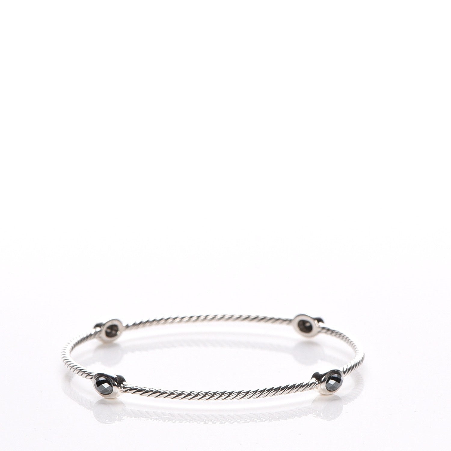 David Yurman Sterling Silver Hematine 3mm Color Classics Four Station Bangle 3 of 4