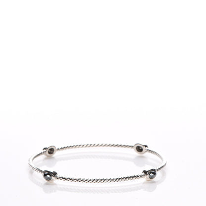 David Yurman Sterling Silver Hematine 3mm Color Classics Four Station Bangle 3 of 4