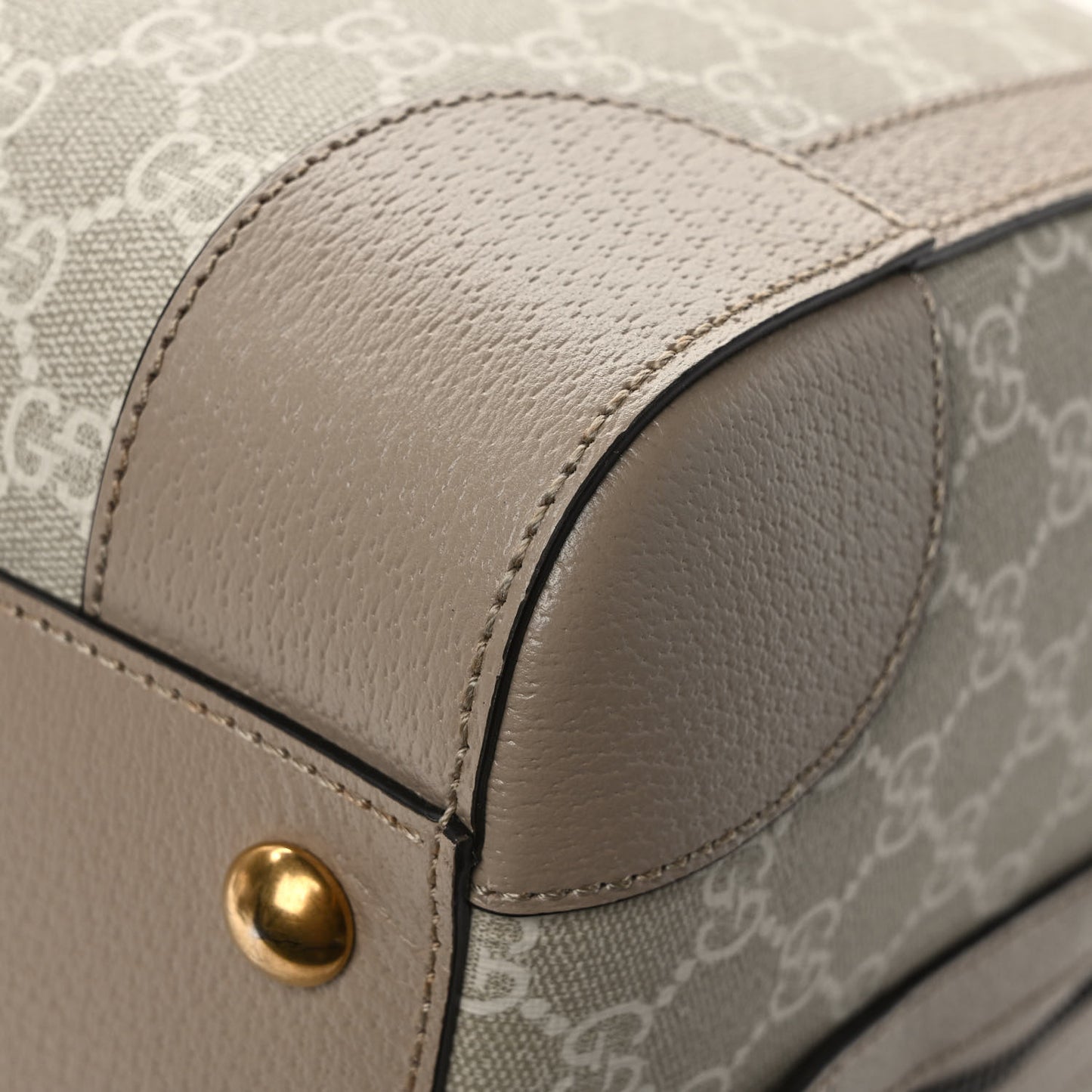 GG Supreme Monogram Textured Dollar Calfskin Web Medium Savoy Duffle Bag Beige Mystic White Oatmeal