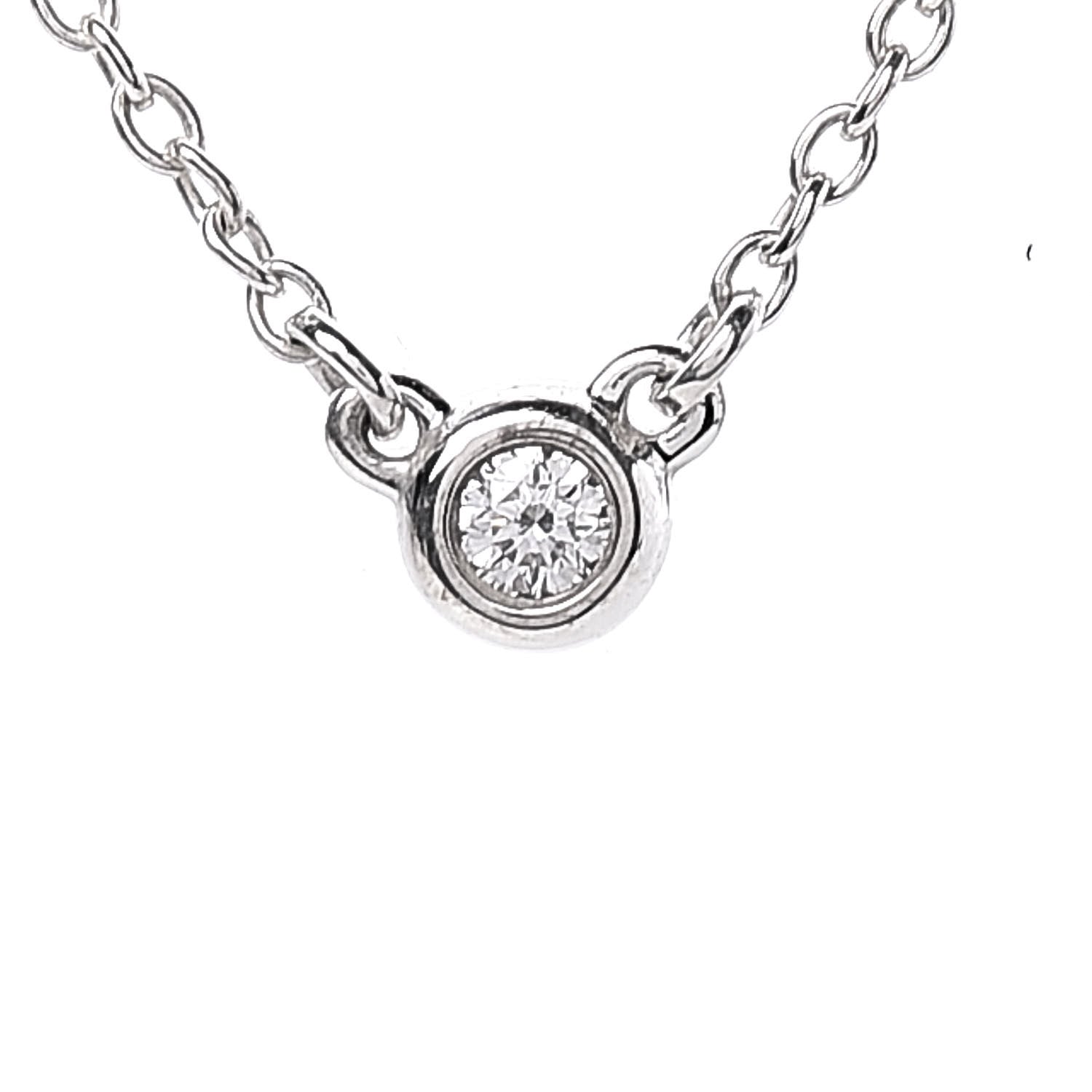 Tiffany Sterling Silver Diamond .03ct Elsa Peretti Diamonds by the Yard Pendant Necklace 4 of 6