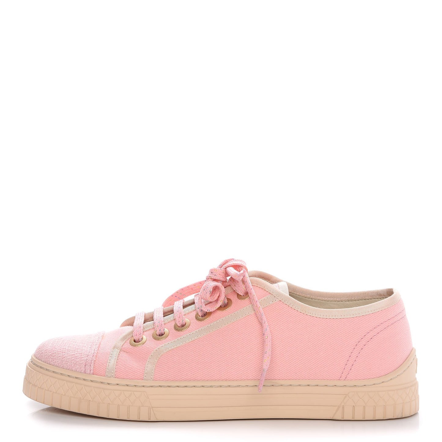 Fabric Tweed Low Top Sneakers 38 Pink