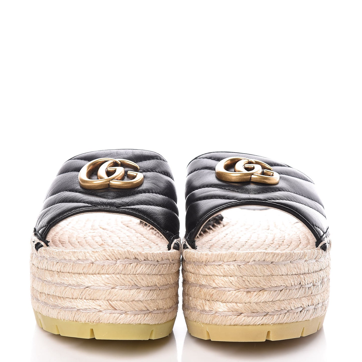 Nappa Matelasse GG Marmont Platform Espadrille Slide Sandals 36 Black