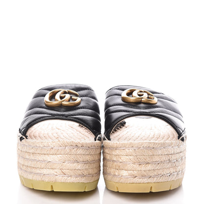 Gucci Nappa Matelasse GG Marmont Platform Espadrille Slide Sandals 36 Black 2 of 11