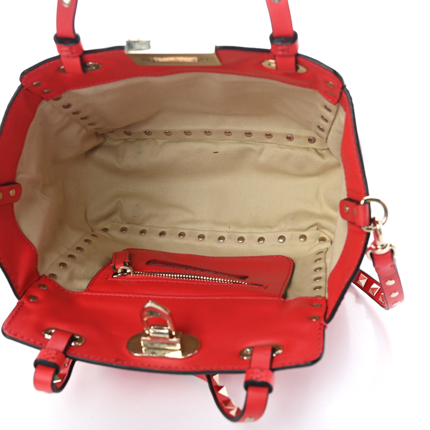 Vitello Mini Rockstud Tote Deep Orange