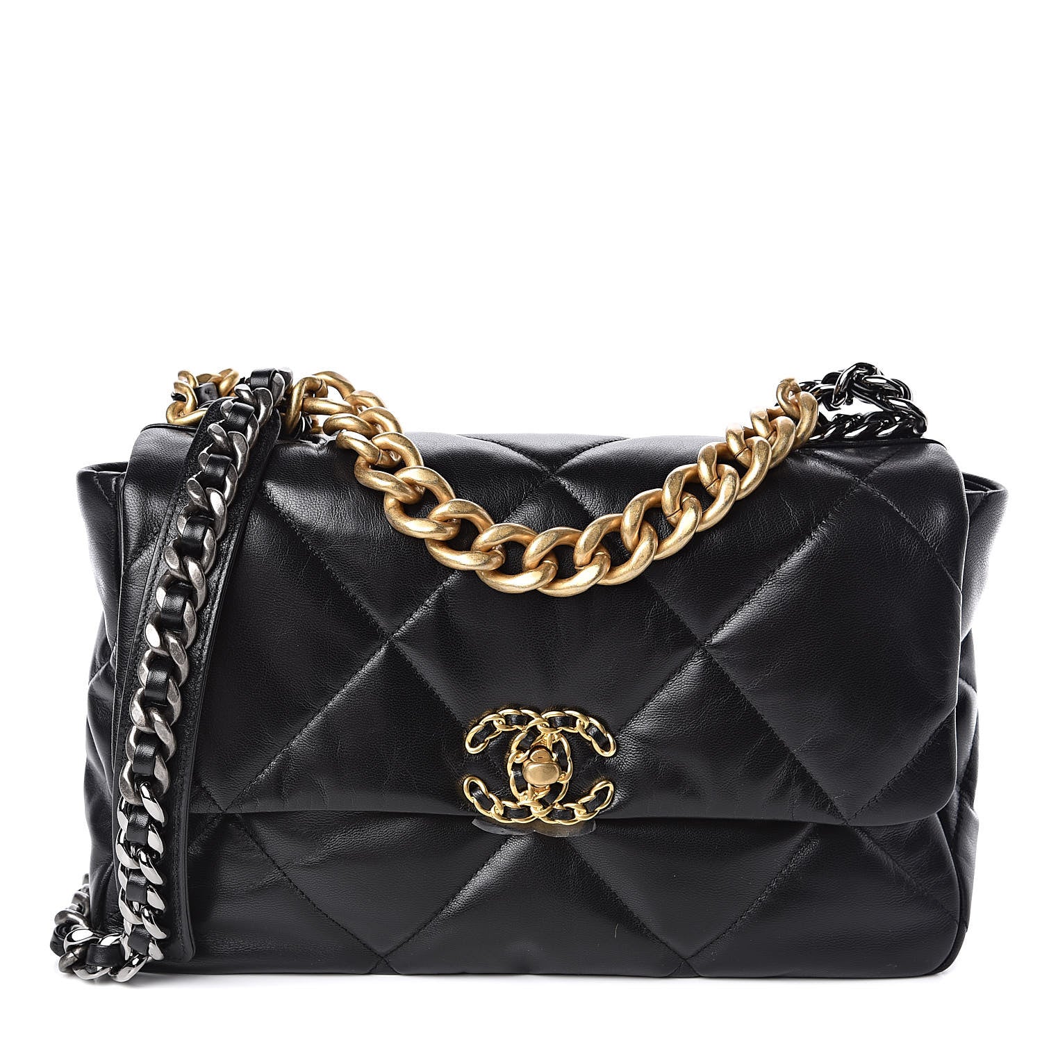 Chanel Lambskin Quilted Large 19 Flap Black 1 of 11