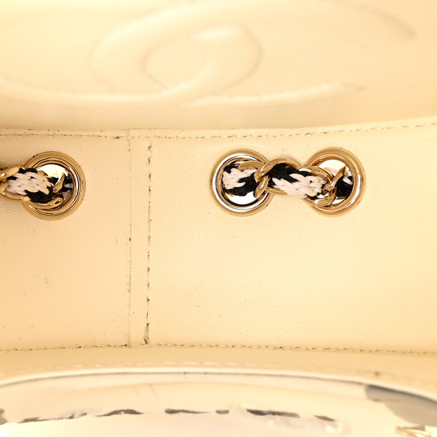 Lambskin Coco Lifesaver Round Bag Black White