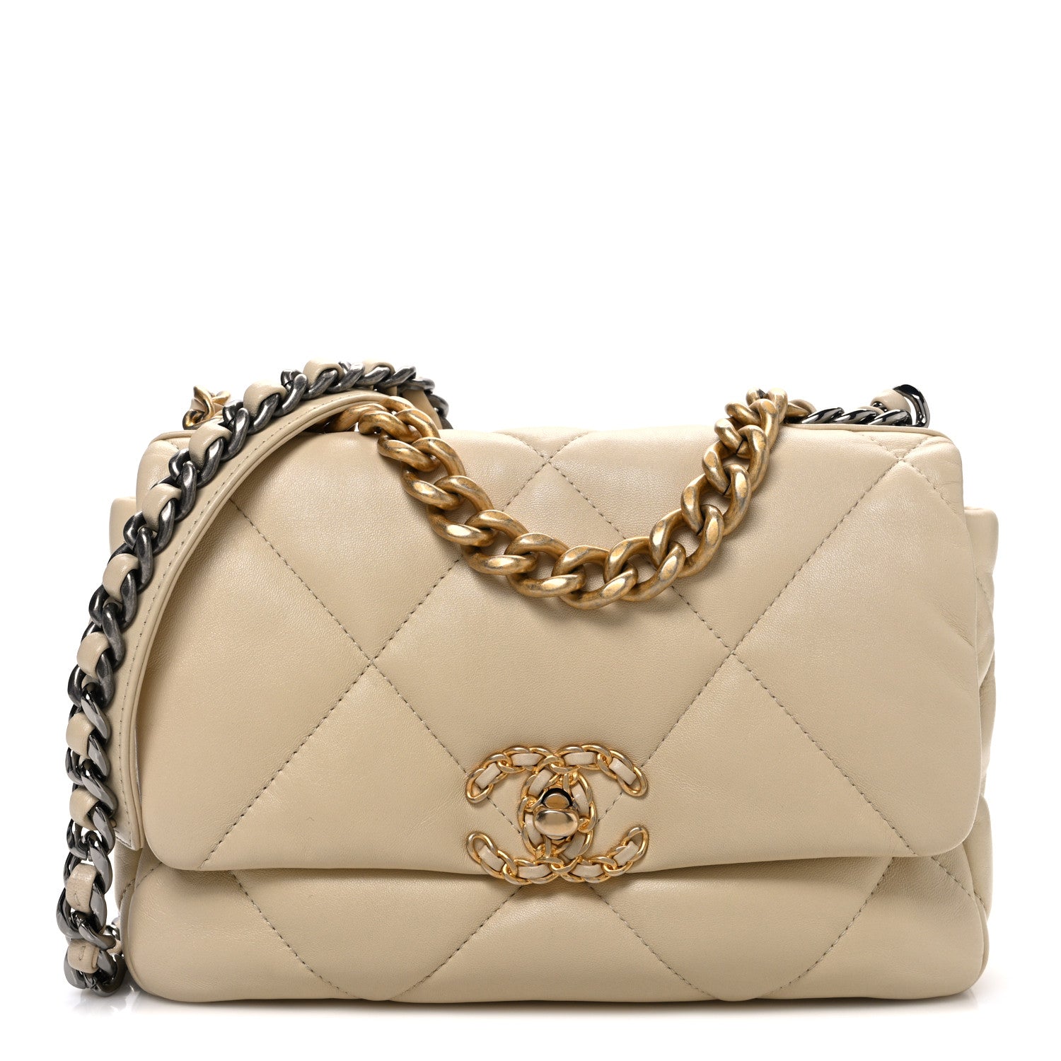 Chanel Lambskin Quilted Medium Chanel 19 Flap Beige 1 of 10
