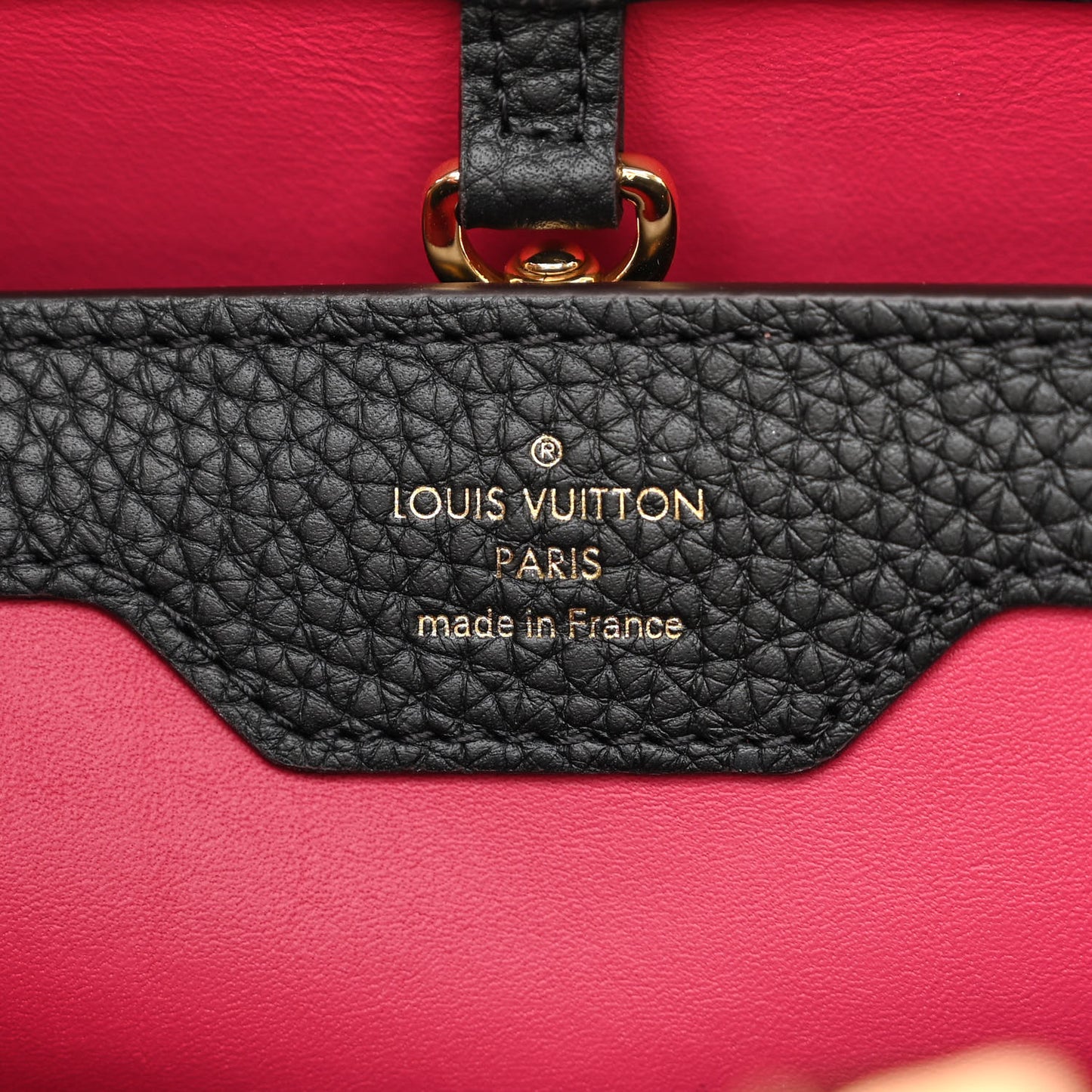Taurillon Capucines MM Black Fuchsia