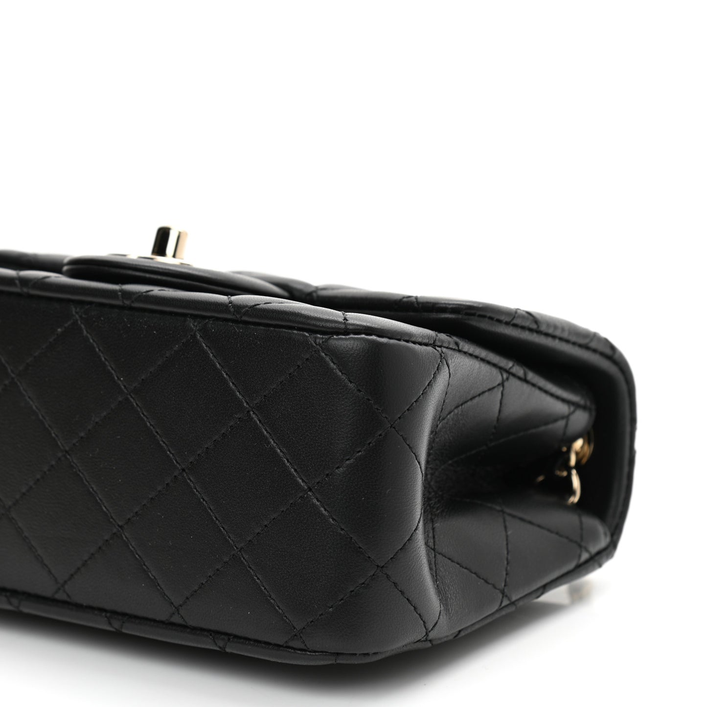 Lambskin Quilted Enamel Mini Pearl Crush Flap Black