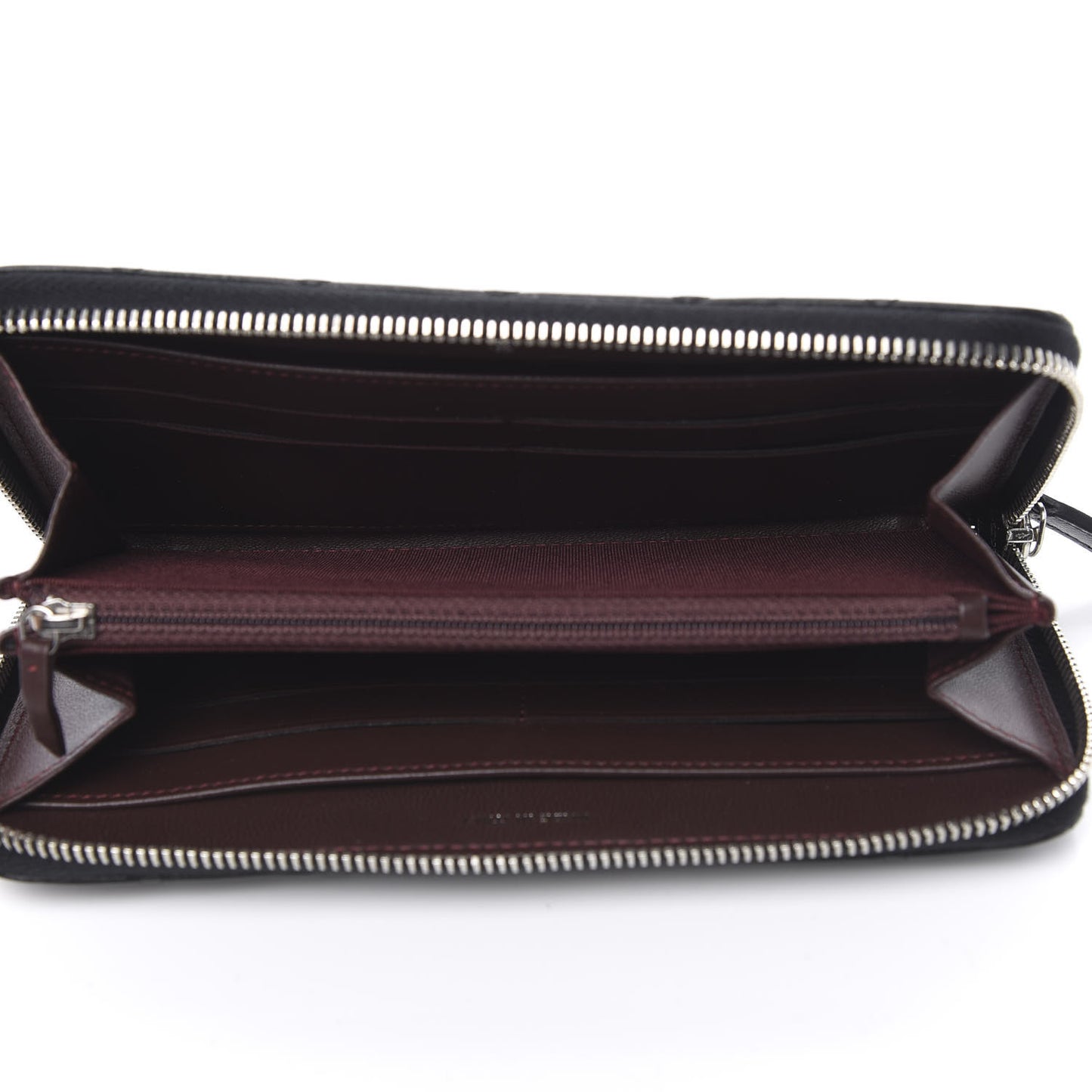 Lambskin Quilted Large Gusset Zip Around Wallet Black