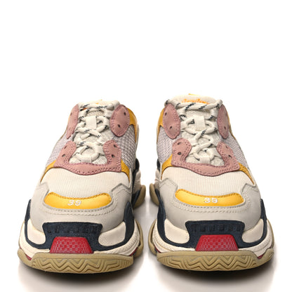 Balenciaga Fabric Mesh Multicolor Womens Triple S Sneakers 39 Yellow Pink Grey 2 of 10