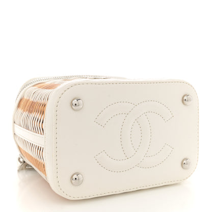 Chanel Calfskin Raffia Small Vanity Case Bag White Beige White Beige 4 of 11