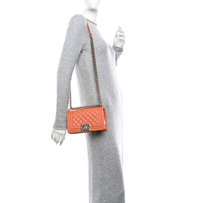 Chanel Caviar Quilted Small Boy Flap Orange 2 of 10