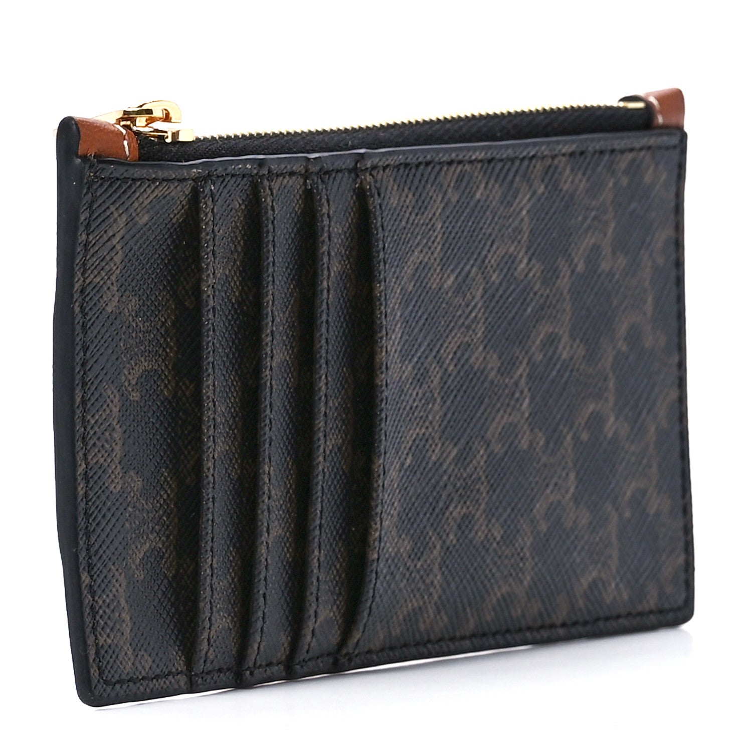 Celine Triomphe Canvas Zipped Card Holder Tan 3 of 10