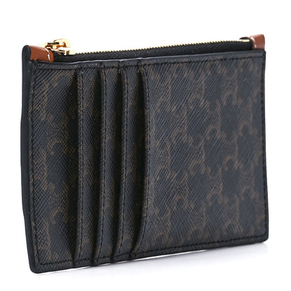 Celine Triomphe Canvas Zipped Card Holder Tan 3 of 10