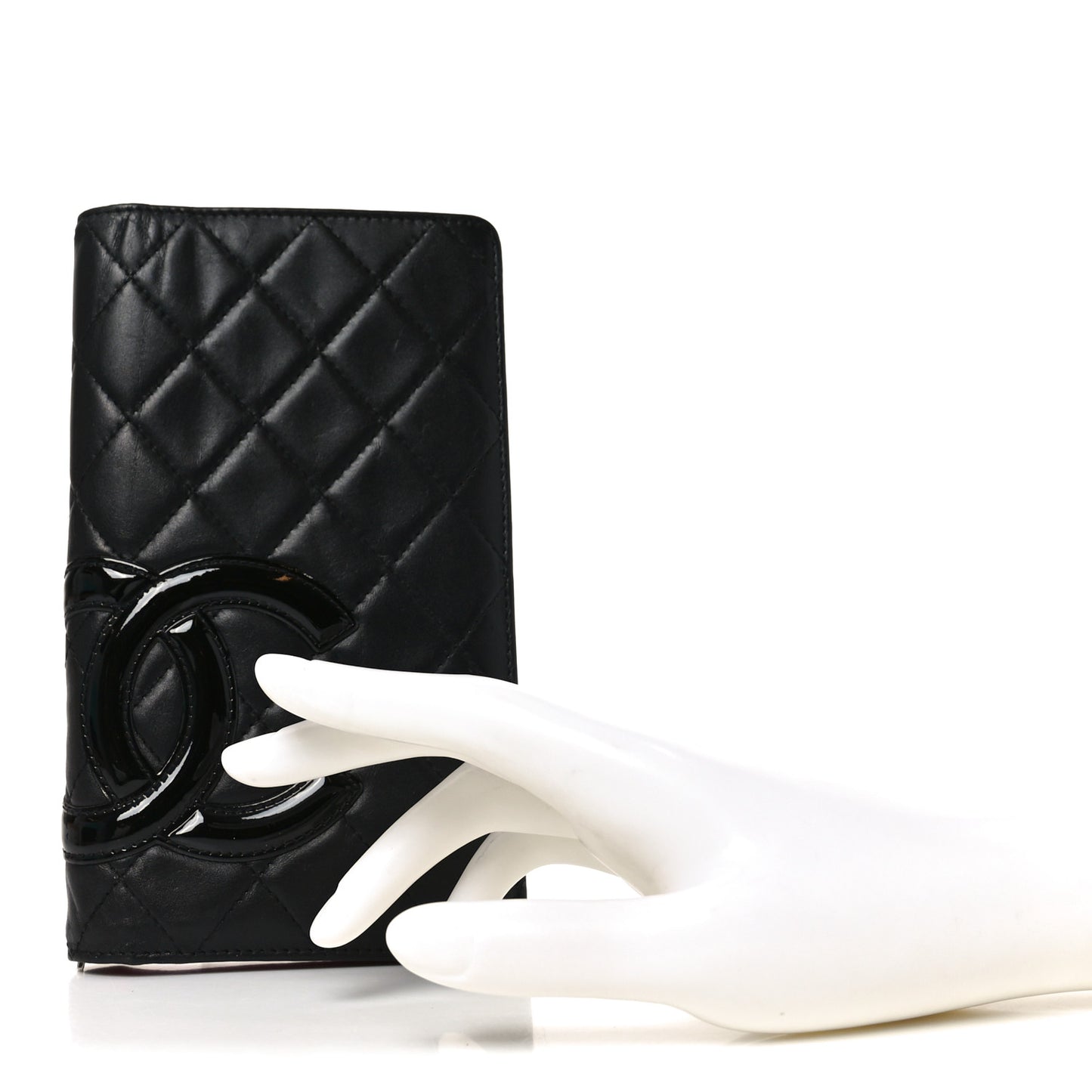 Calfskin Quilted Cambon Yen Wallet Black