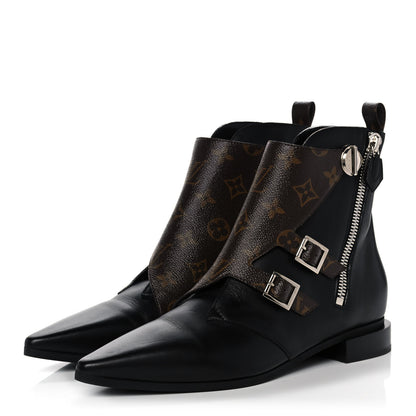 Louis Vuitton Monogram Jumble Flat Ankle Boots 39 Black 3 of 8