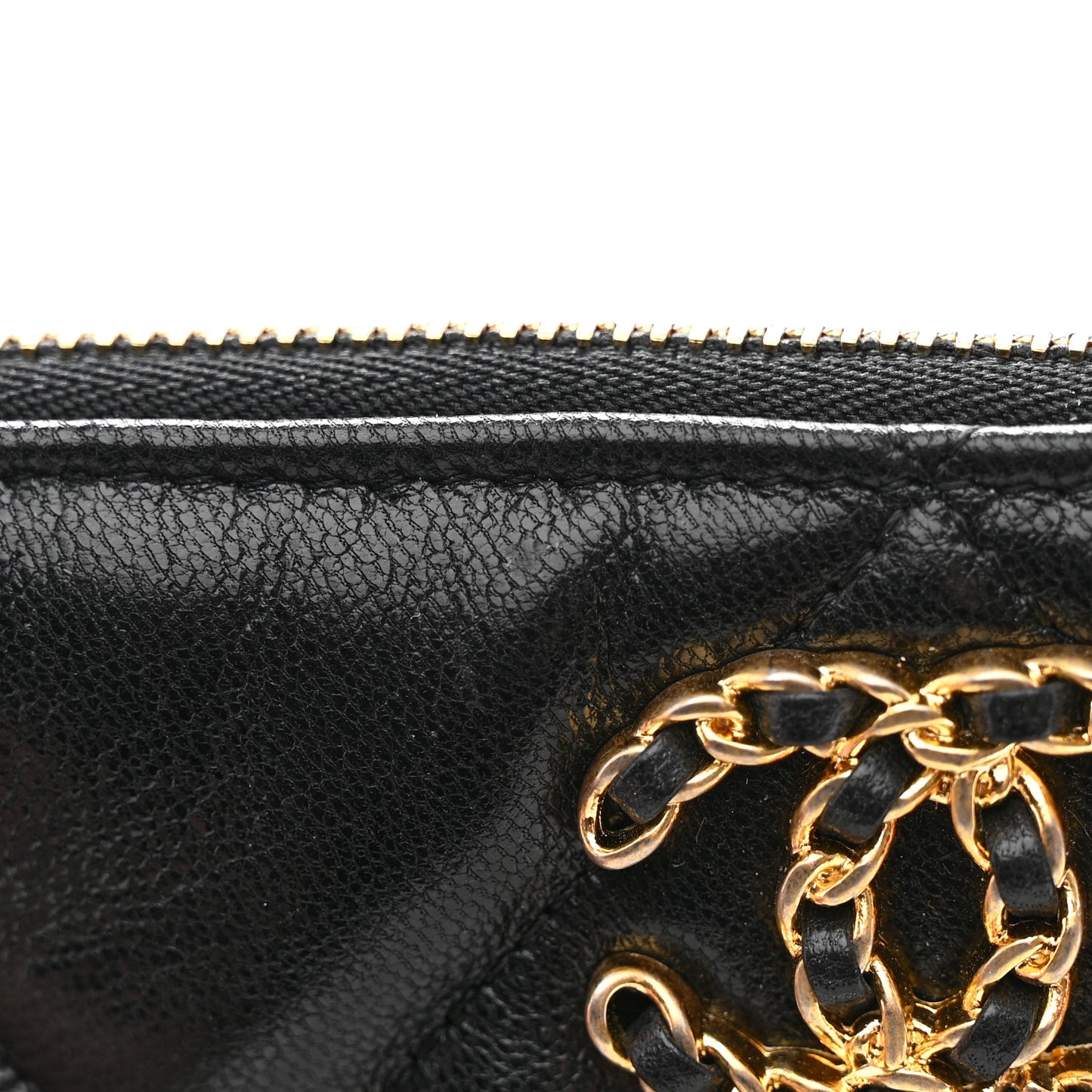 Goatskin Quilted Small Chanel 19 Pouch Black