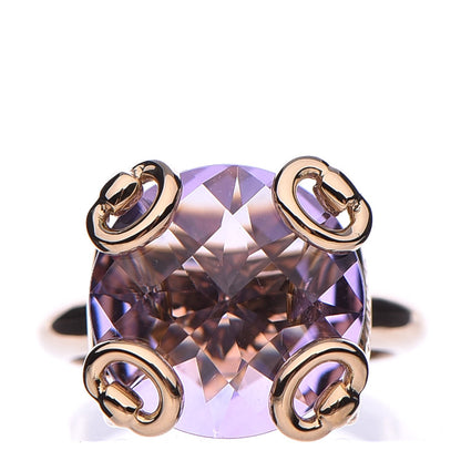 Gucci 18K Yellow Gold Amethyst Horsebit Cocktail Ring 54 6.75 1 of 7