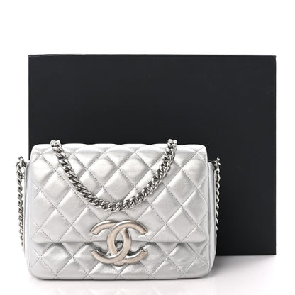 Chanel Metallic Lambskin Quilted Mini Maxi CC Flap Argent 11 of 11