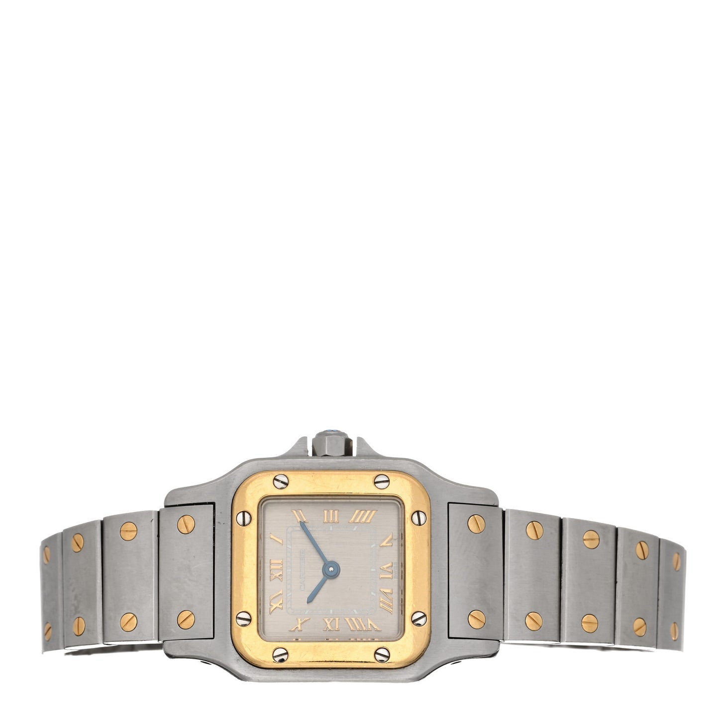 Stainless Steel 18K Yellow Gold 24mm Santos De Cartier Galbee Quartz Watch Champagne
