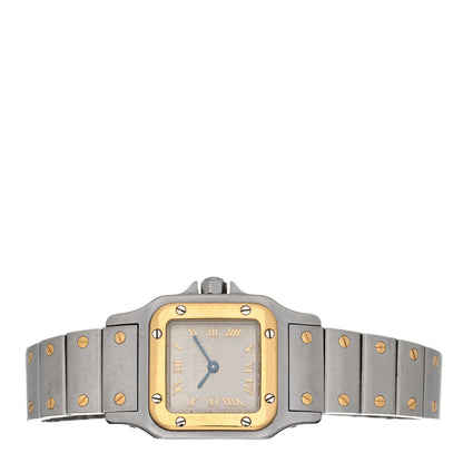 Cartier Stainless Steel 18K Yellow Gold 24mm Santos De Cartier Galbee Quartz Watch Champagne 2 of 4