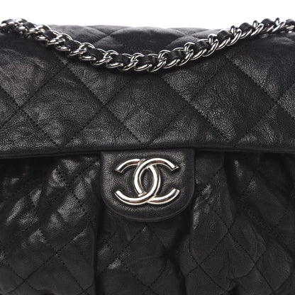 Chanel Crumpled Lambskin Quilted Medium Chain Around Messenger Black 11 of 11
