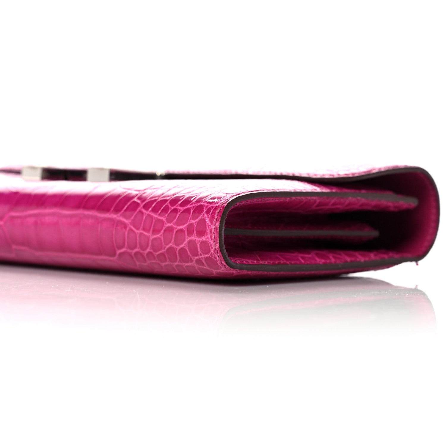 Hermes Shiny Alligator Constance Long Wallet Rose Scheherazade 9 of 13