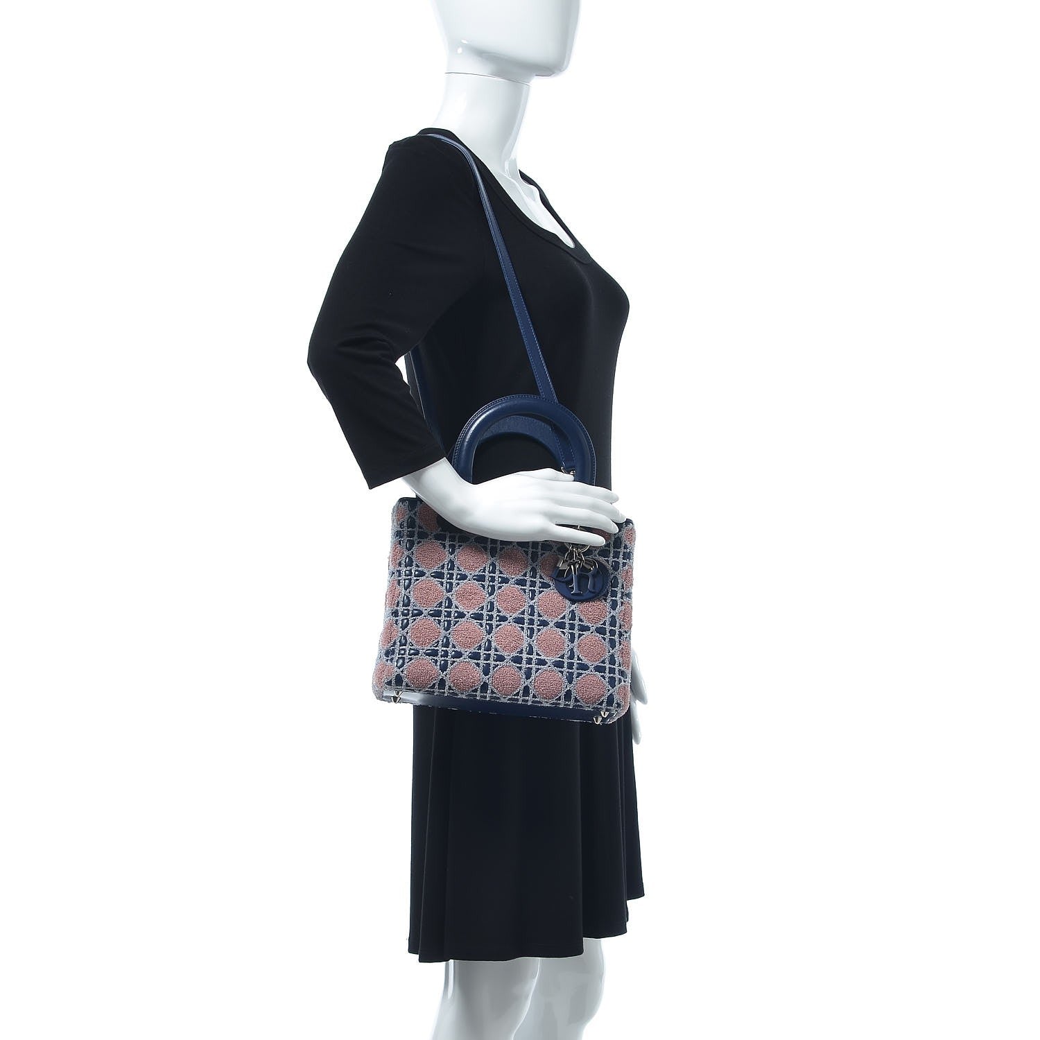 Christian Dior Lambskin Cannage Embroidered Medium Lady Dior Saphir Multicolor 2 of 7