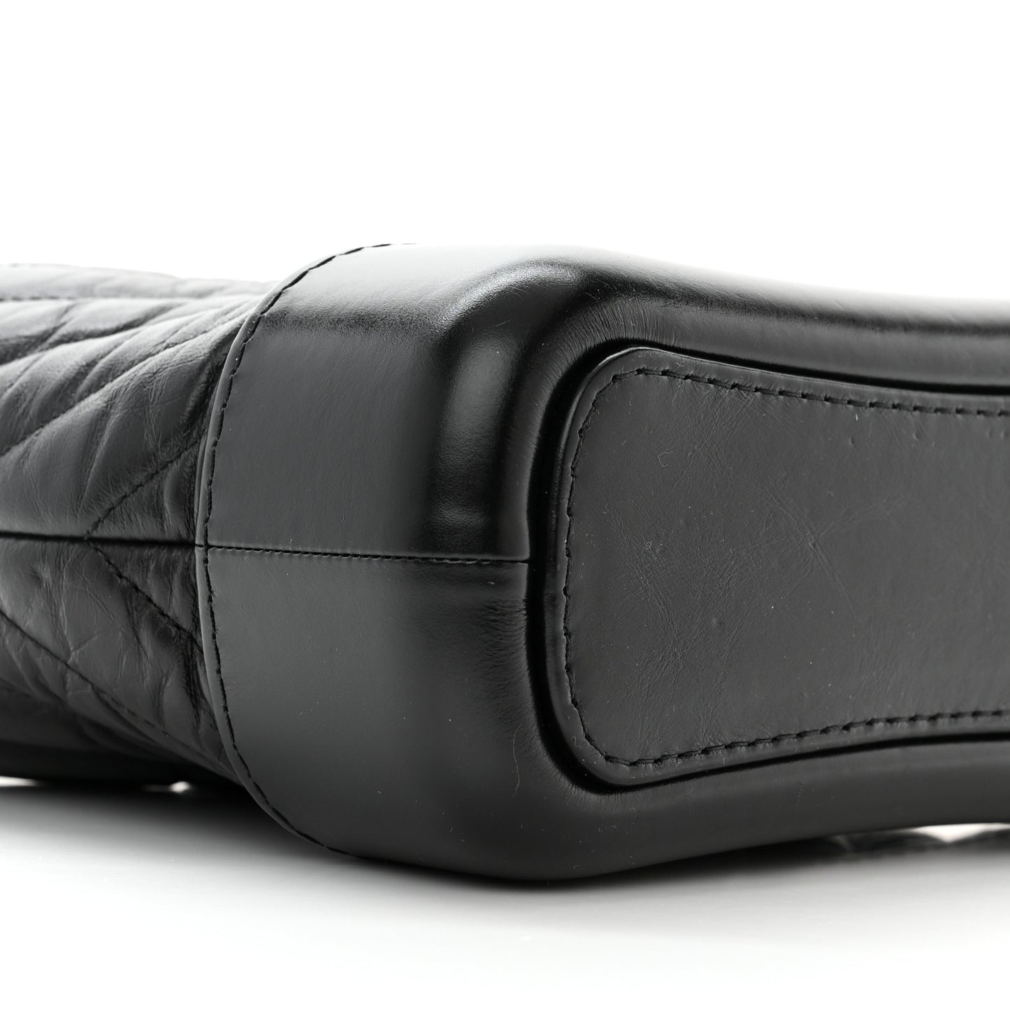 Aged Calfskin Chevron Quilted Small Gabrielle Hobo Black