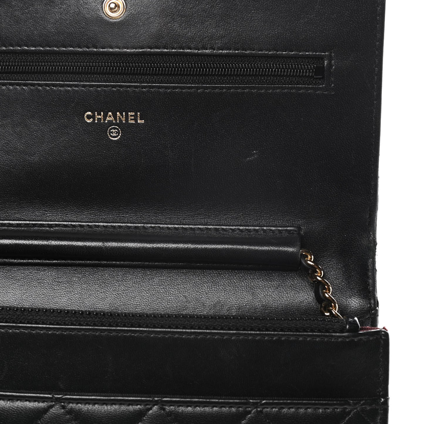 Lambskin Quilted Wallet On Chain WOC Black