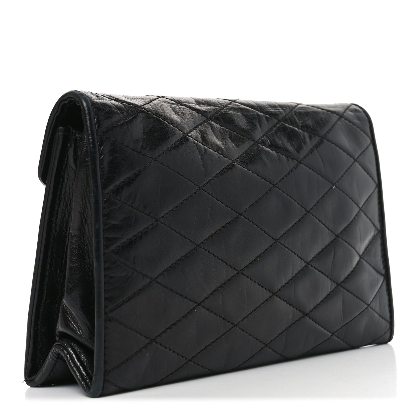 Lambskin Quilted Flap Pouch Black