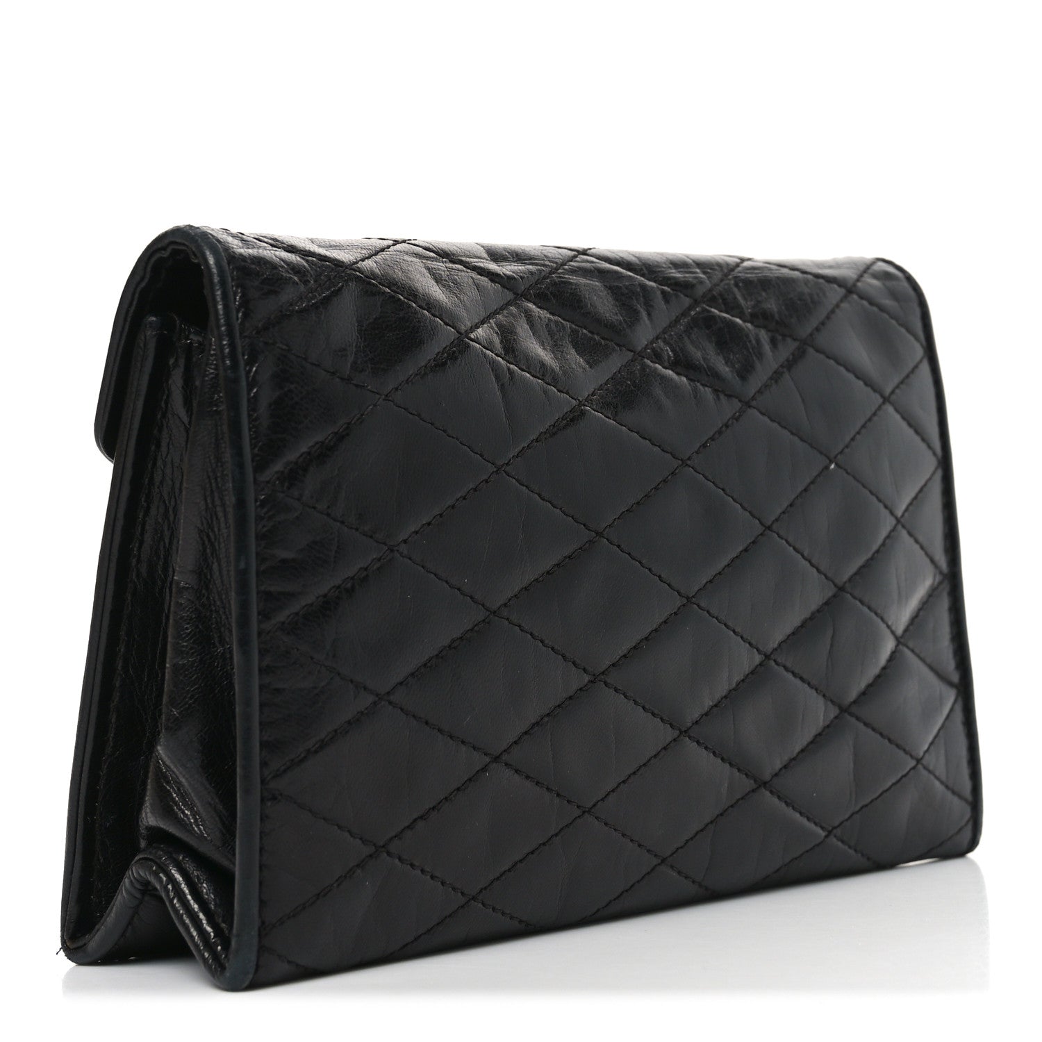 Chanel Lambskin Quilted Flap Pouch Black 3 of 8
