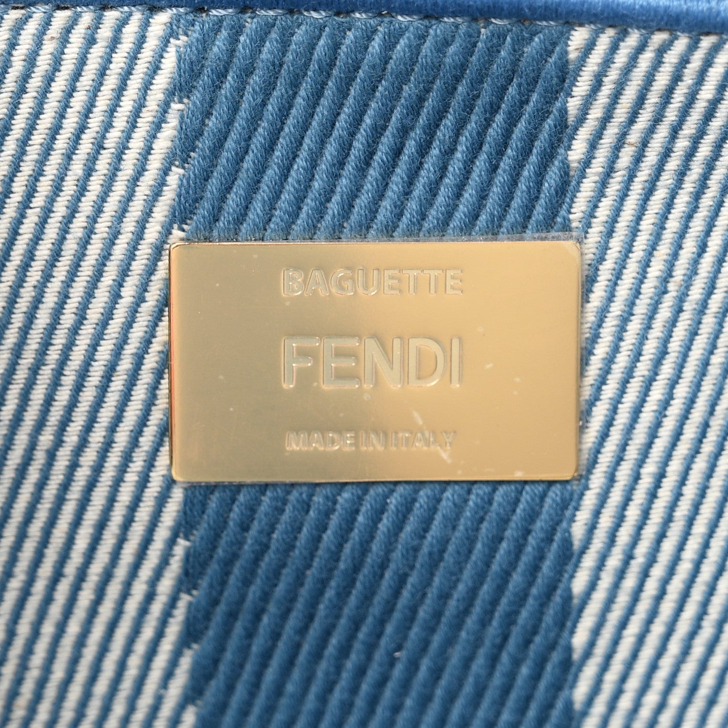 Fendi Denim Effect Fabric Jacquard FF Vitello Grace Mamma Baguette Blue 6 of 10